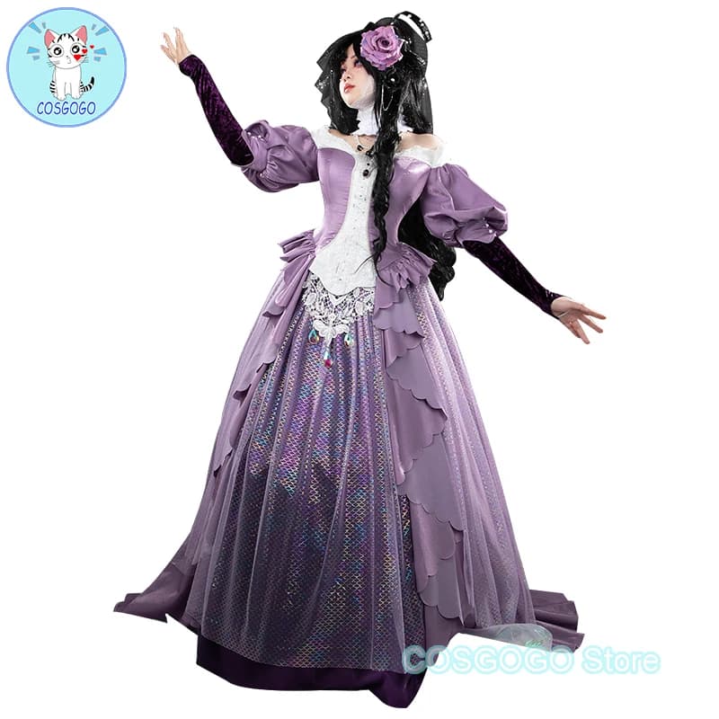 COSGOGO [Customized] Reverse:1999 Isolde Purple Laser Maxi Skirt Cosplay Costume Cos Game Anime Uniform Hallowen Anime Clothing