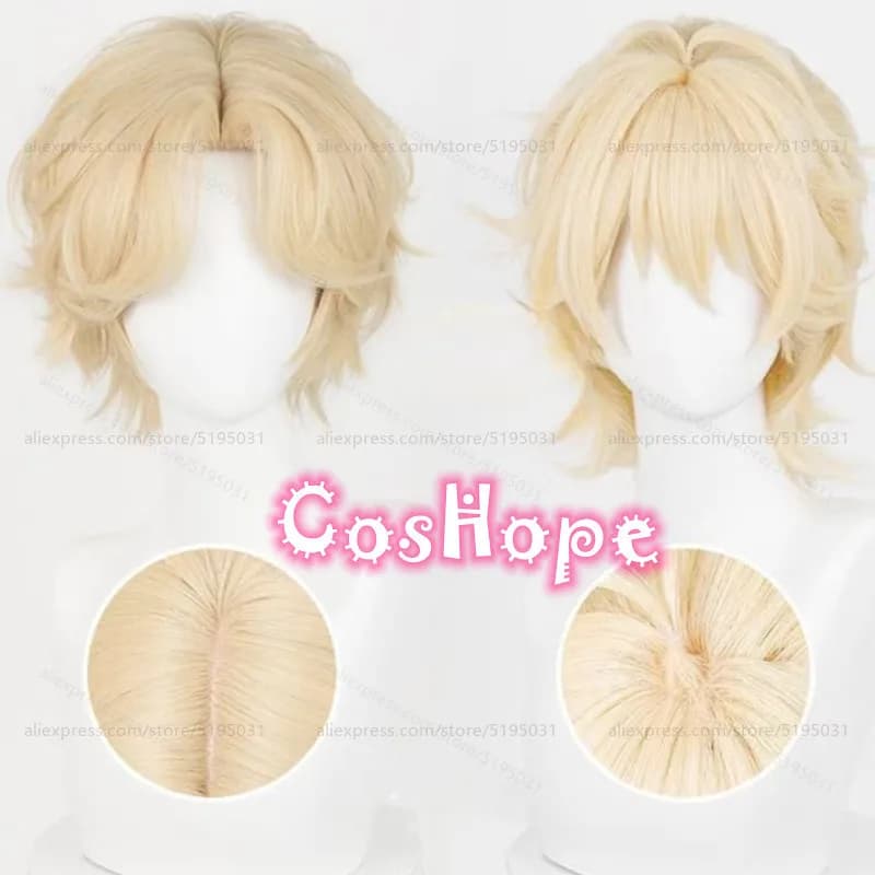 Luka Cosplay Wig 30cm Short Milk Golden Wig Cosplay Anime Cosplay Wigs Heat Resistant Synthetic Wigs 