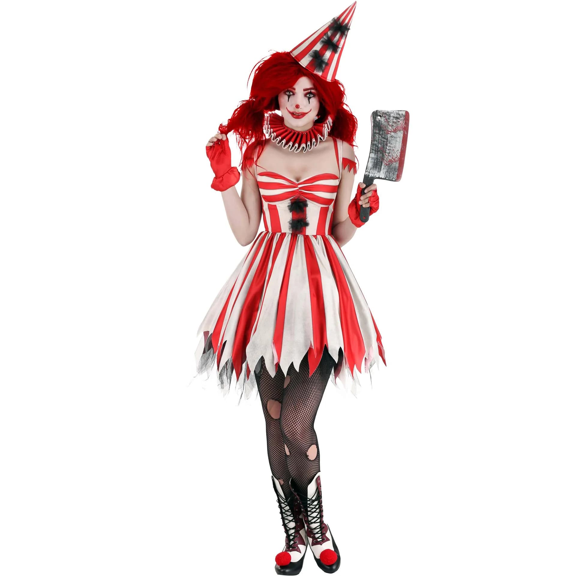 Zawaland Clown Costumes Dress for Women Cosplay Adult Female Carnival Party Scary Outfits Dresses Halloween Clown Clothing