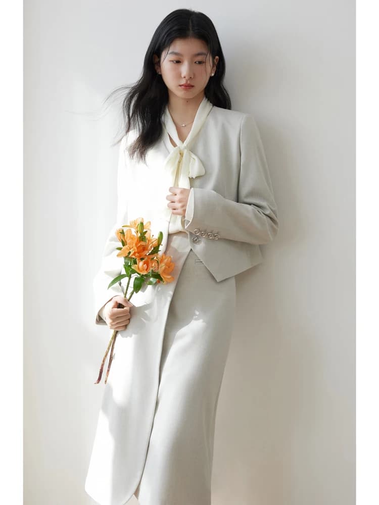 ZIQIAO French Style Fashionable Suit for Women 2024 Spring Niche Korean Drama Outfit Elegant Sense Two-piece Set Female