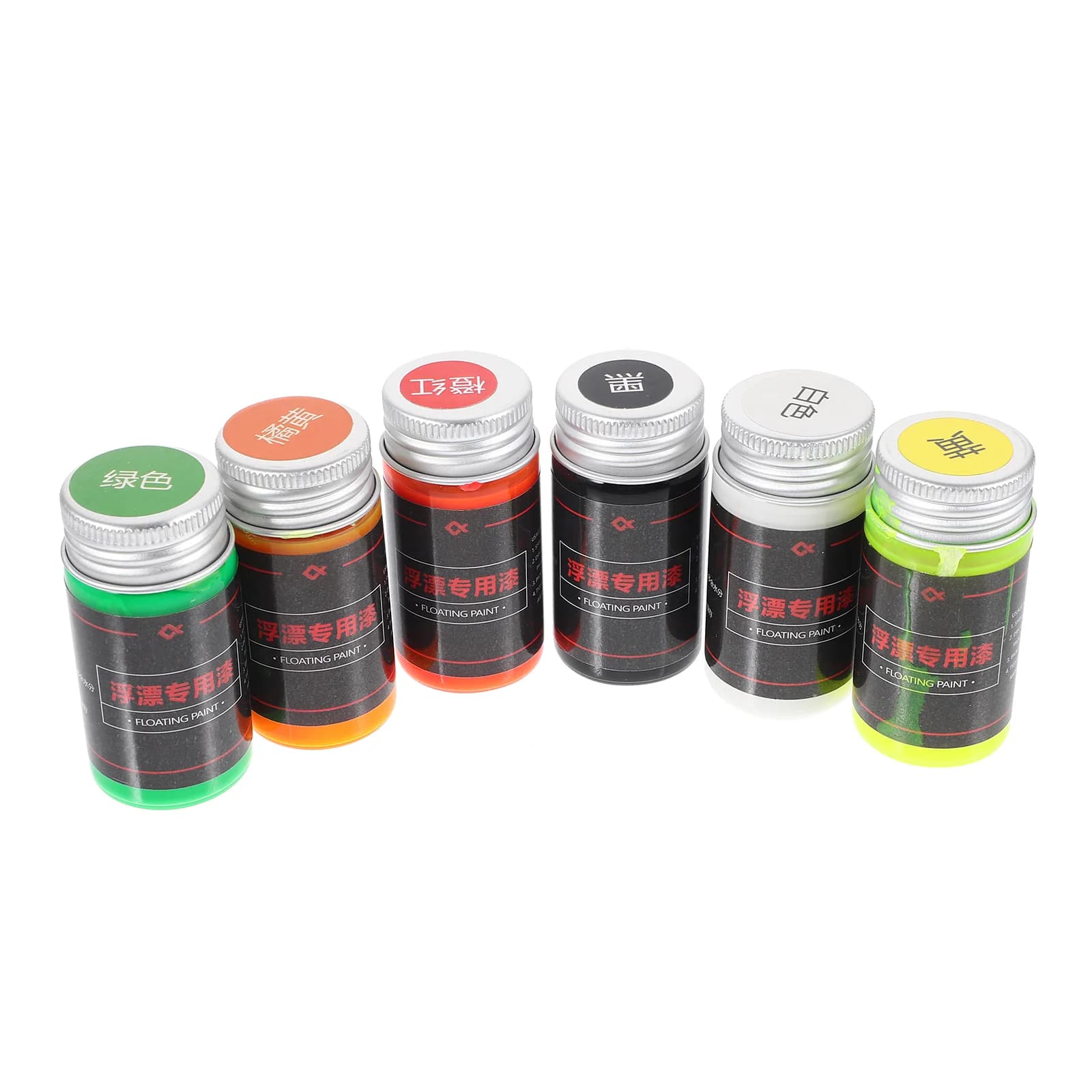 6Pcs Red Yellow Black White Green Oil Paints Set For Bobber Repair Fluorescent Magnifying Paint Fishing Lure Supplies