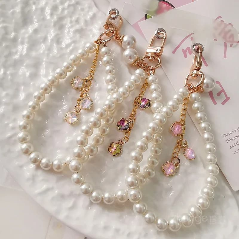 Star Pendant Pearl Bracelet Simple Small Fragrance Pendant Mobile Phone Lanyard Short Hand Wrist Pendant Clip Type Hand Beading