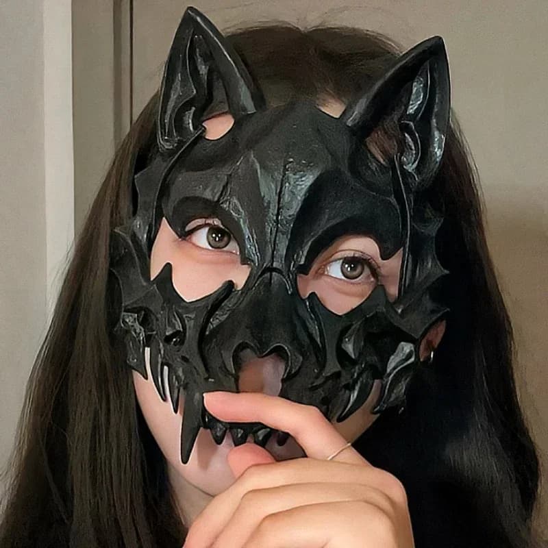 Varieties of Halloween Half Face Mask Anime Dragon God Skeleton Bone Skull Animals Mask Cosplay Dance Party Prom Costumes Props