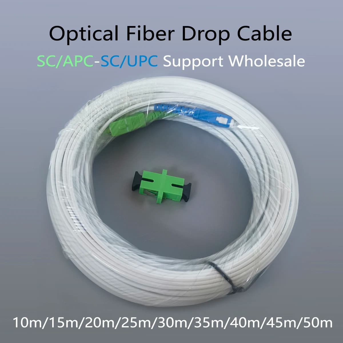 Fiber Optic Drop Cable Indoor FTTH SC/APC-SC/UPC Single Mode  Simplex Core  Optic Cable Patch Cord with SC Connector Wholesale