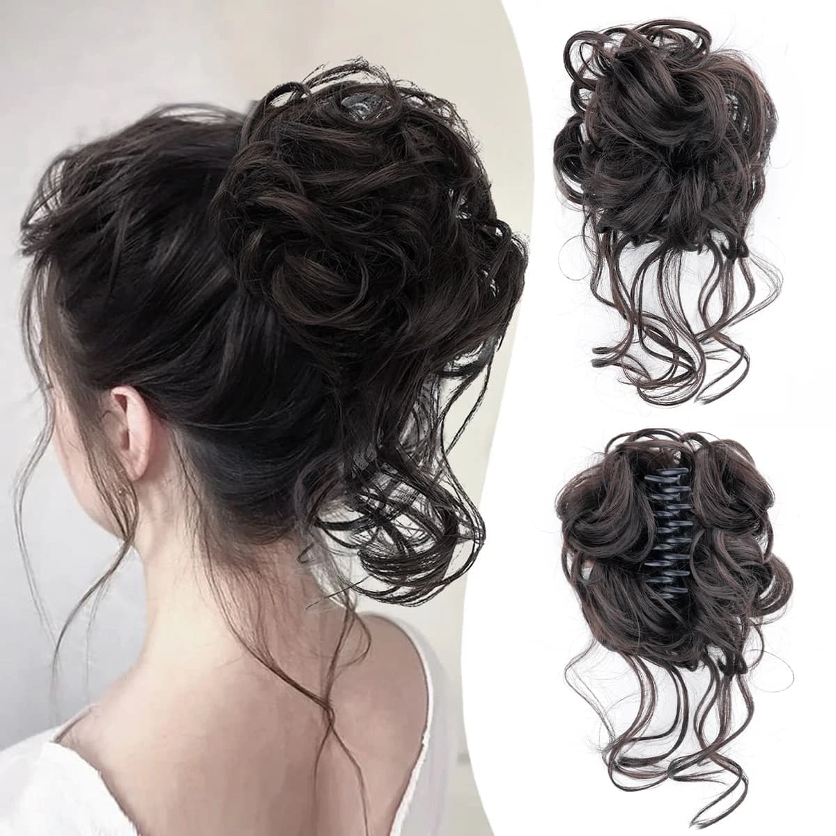 Chorliss Synthetic Claw Chignon Women Curly Messy Curly Fluffy Hair Bun Clip In Ponytail Extensions Natural False Hairpieces