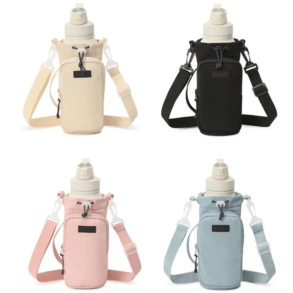Portable Water Bottle Bag with Adjustable Shoulder Strap Water Bottle Sleeve for Walking Hiking Camping Gym