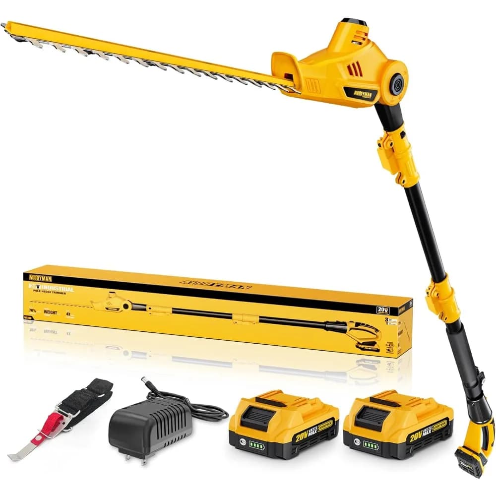 Pole Hedge Trimmer,Telescoping Pole Hedge Trimmer,with 2 Packs 2.0Ah Batteries & Charger,8 Feet Hedge Trimmer for Shrubs Pruning