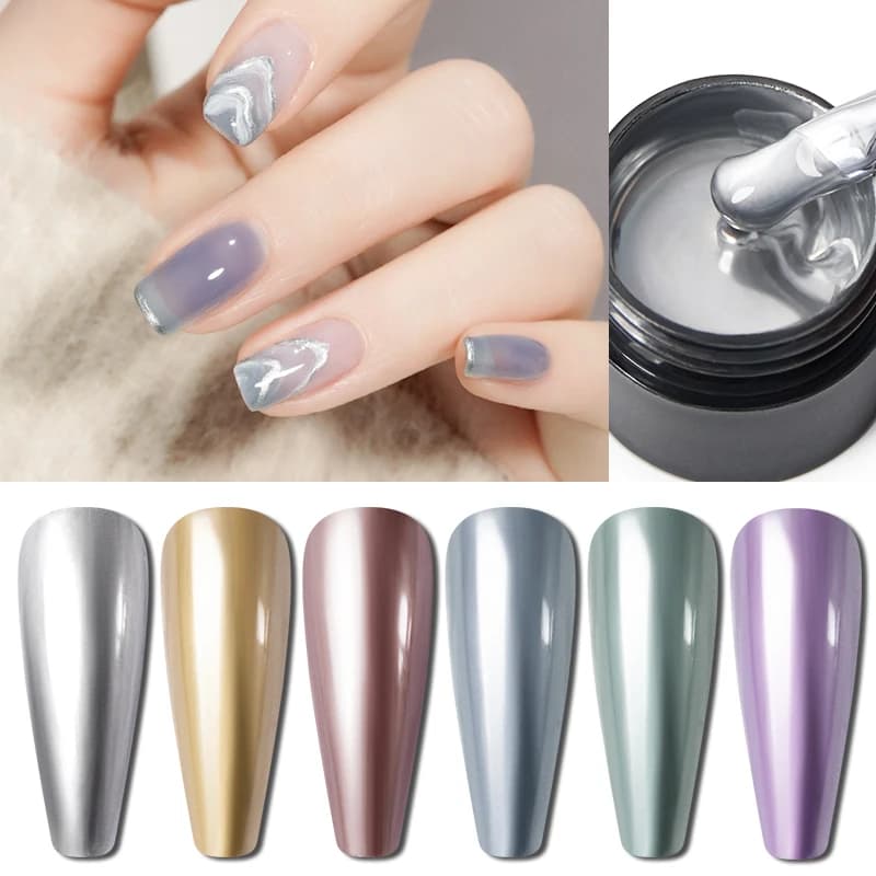 BOZLIN 5ml UV/LED Gold Silver Metallic Chrome 3D Painting Gel Polish Super Bright Rose Gold Mirror Metal Gel Drawing