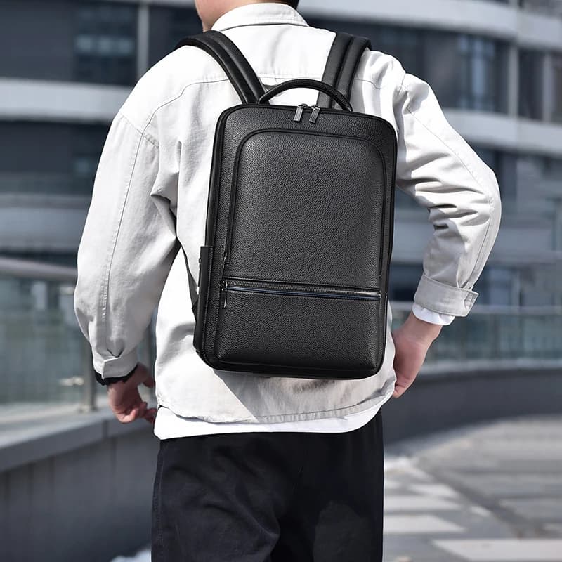 PU Leather Men's Backpack USB Charging Fashion Executive Briefcase Office Travel Laptop Office Business Casual Back Pack Bag