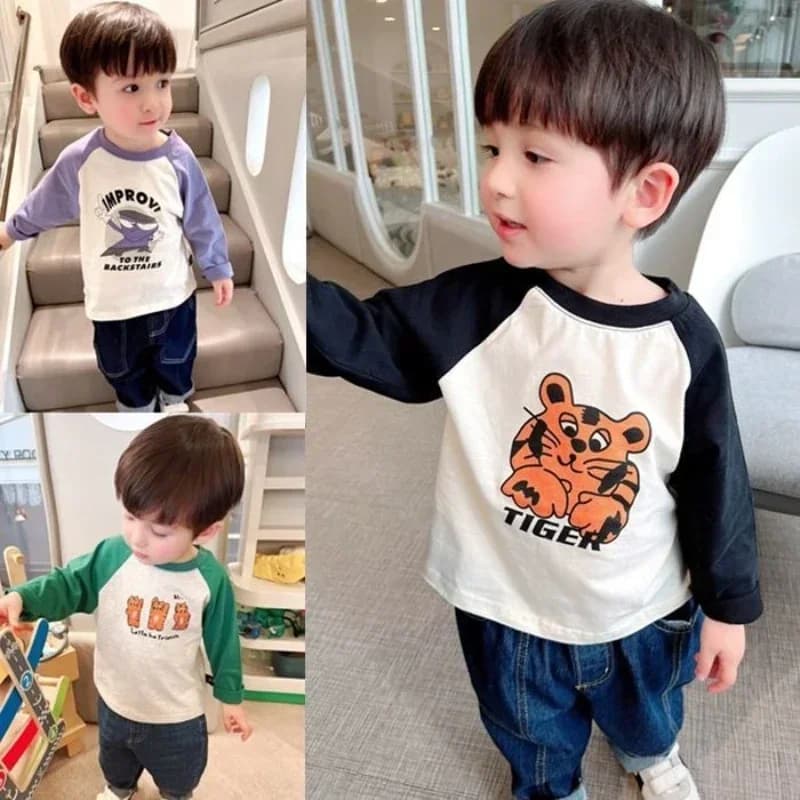 Baby Boys Long Sleeved T-shirt Toddler  Kids Cartoon Printed Pullover 2024 Spring Autumn Children's Clothing Fashion