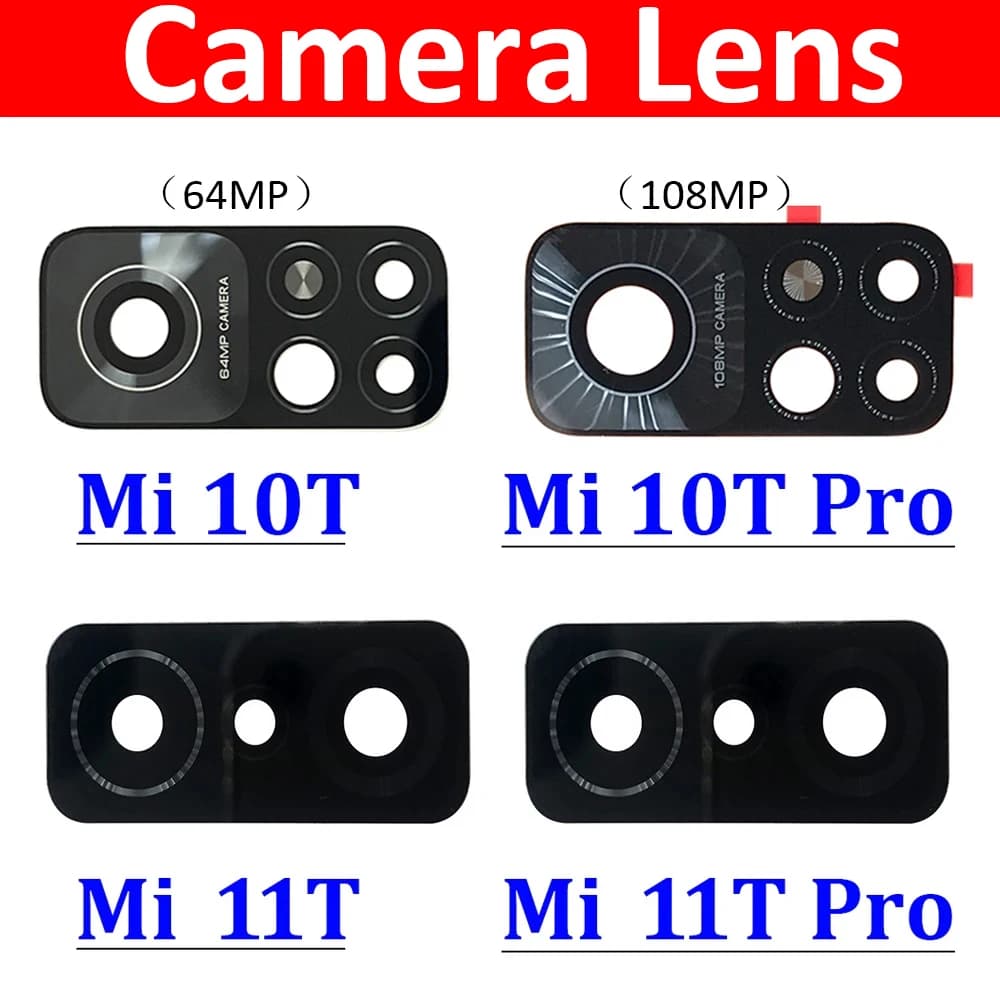 New Back Rear Camera Glass Lens Cover For Xiaomi Mi 10T Pro / Mi 11T Pro / Mi 9T Pro With Adhesive
