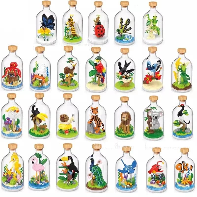 DIY Assembly Mini Blocks Animal Tiger Lion Bear Insect Bird Bricks Decompress Toys Girl Gifts Christmas Present Pet Shop Wise