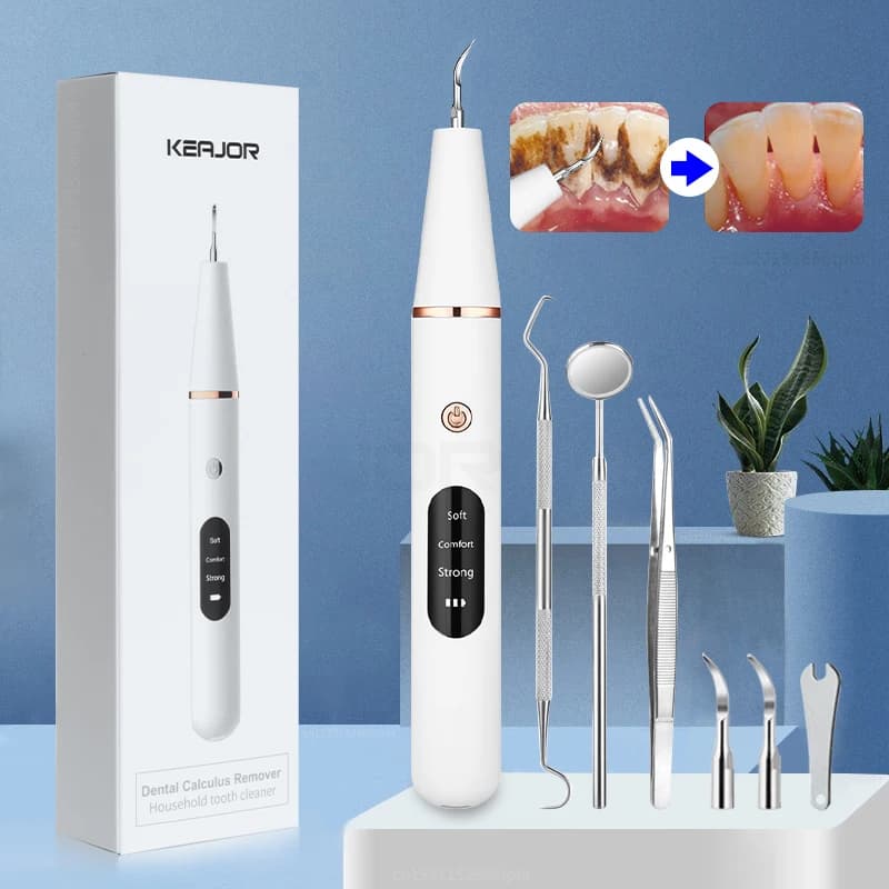 Electric Sonic Dental Calculus Scaler Oral Teeth Tartar Remover Plaque Stains Cleaner Removal Teeth Whitening Portable with LED
