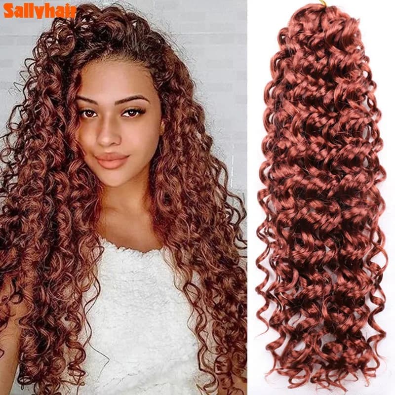 Sallyhair Synthetic GoGo Curls Deep Wave Twist 18inch Crochet Braiding Hair Bohemian Ombre Color Curls Braiding Hair Extension