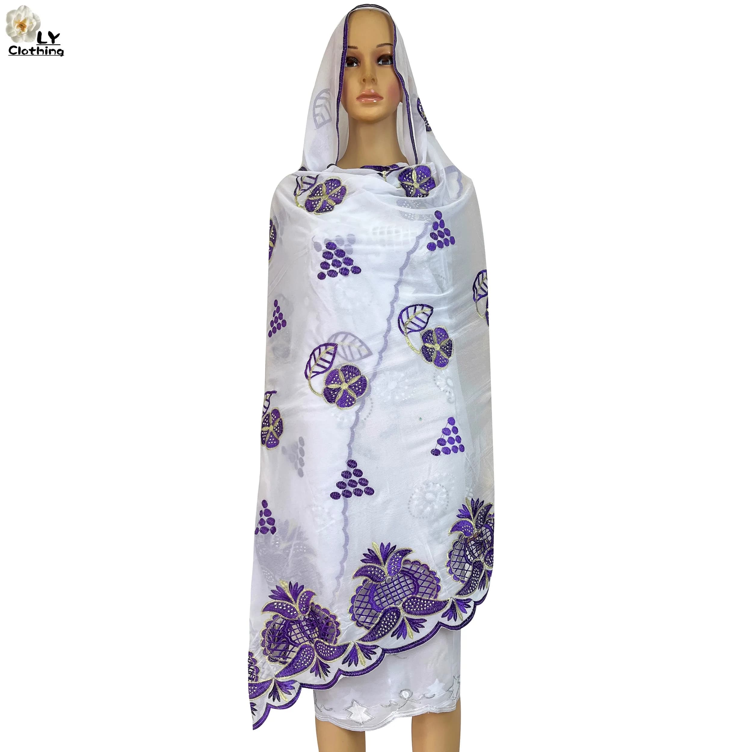 2023 New Fashion African Women Scarfs Muslim Women Diamond Embroidery Chiffon Scarf Islam Soft Scarf