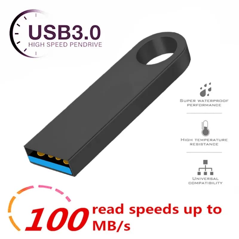 USB3.0 Flash Drives 128gb High Speed Metal Waterproof Black Pen Drive 64gb Memory Stick USB Memories Storage for PC