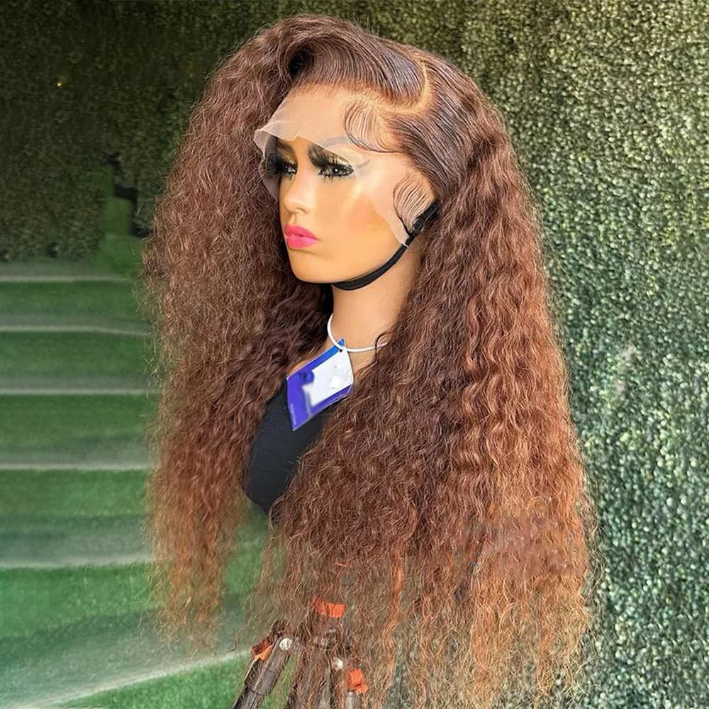 Natural Hairline 180% Density 26 Inch Long Brown Blonde Kinky Curly Lace Front Wig For Black Women Baby Hair Preplucked Daily