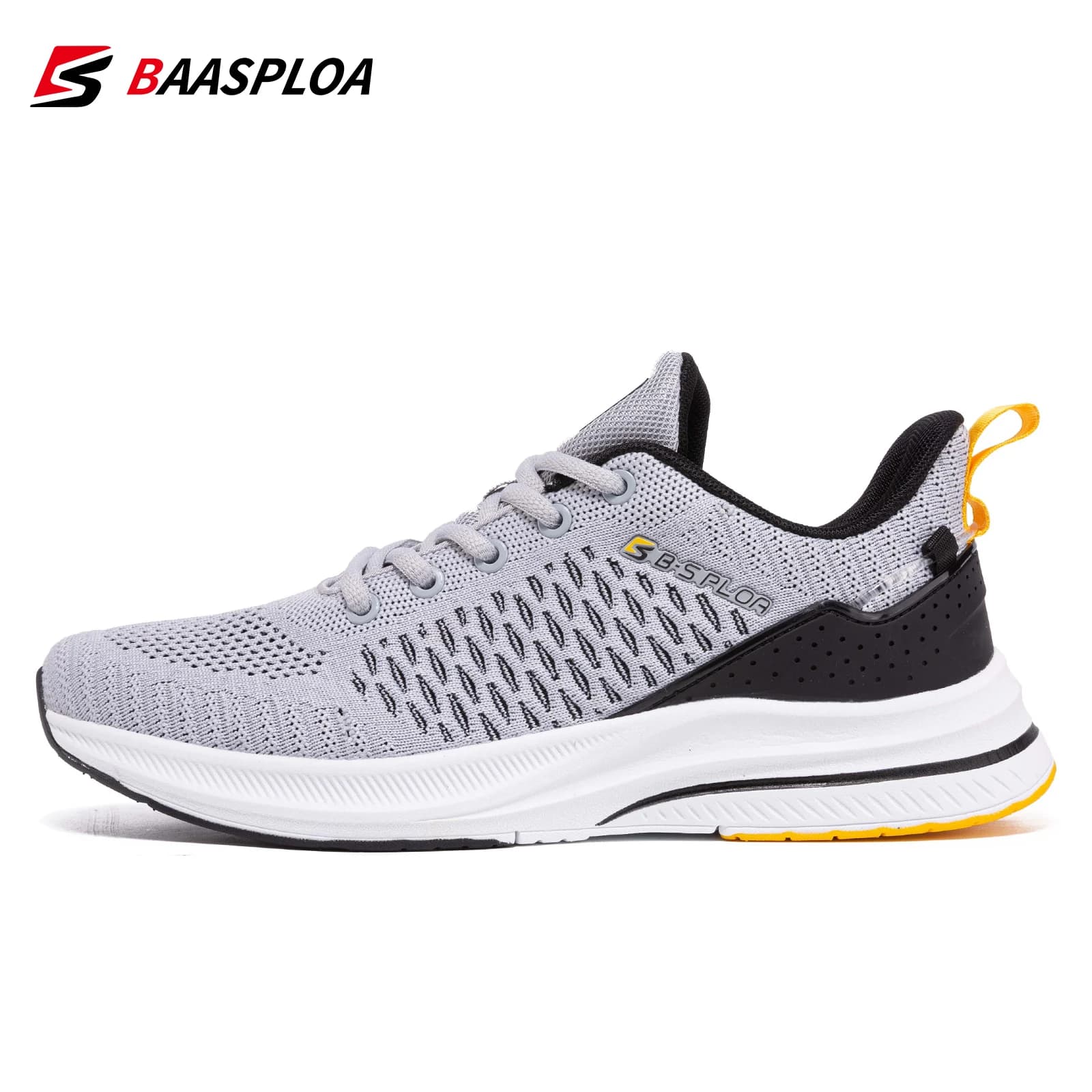Baasploa New Men Knit Casual Walking Shoes Breathable Trendy Sneakers Original Light Shock Absorption Male Tennis Shoes