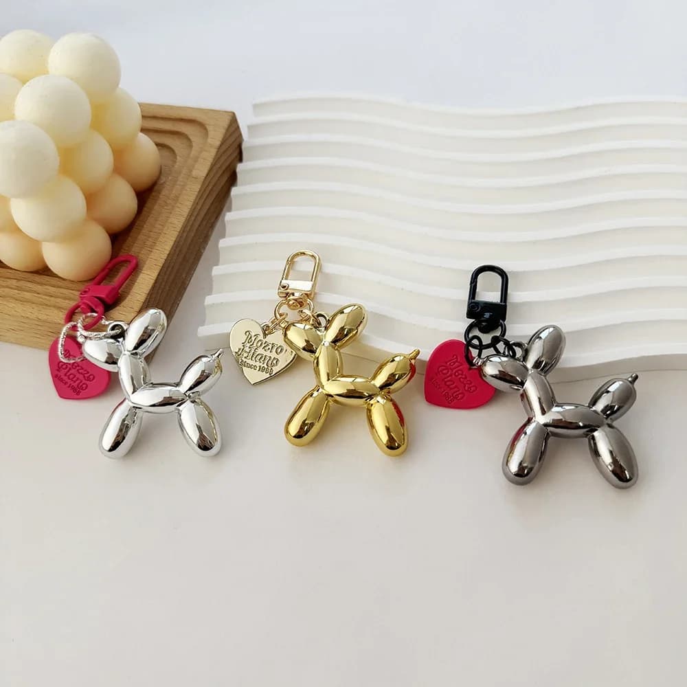 Adorable Balloon Dog Key Chain for Women Y2k Bag Charms Cute Puppies Acrylic Animal Lovers Keyring Friends Key Ring Gift