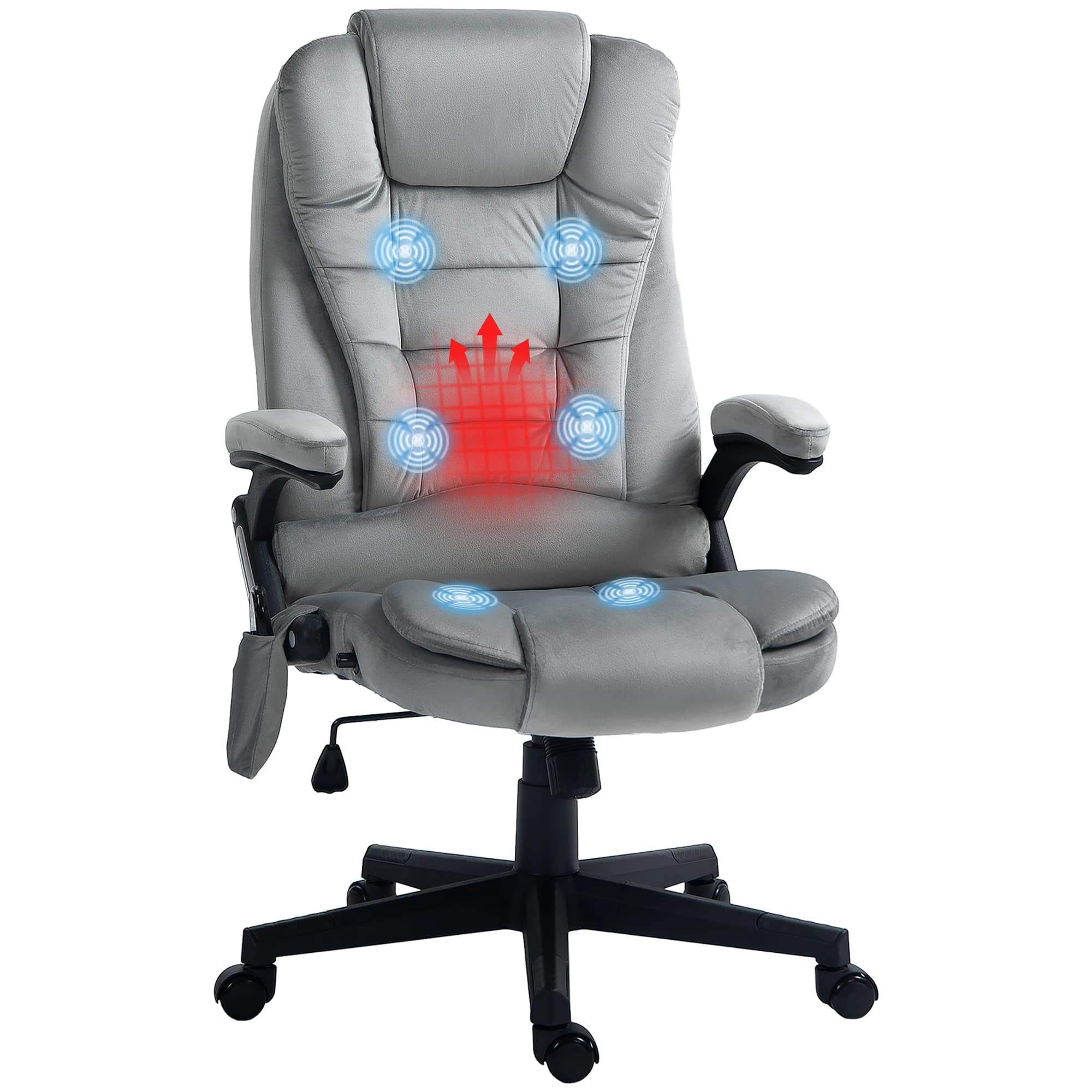 Massage Office Chair with 6 Points Heat Velvet Executive Office Chair Gray