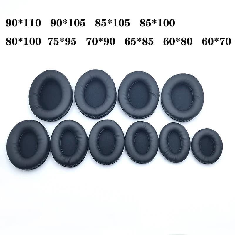 Oval Ear Pads For Headphones Covers Sponge Leather Foam Cushion 60*70 60*80 65*85 70*90 75*95 80*100 85*105 90*105 90*110 2pcs