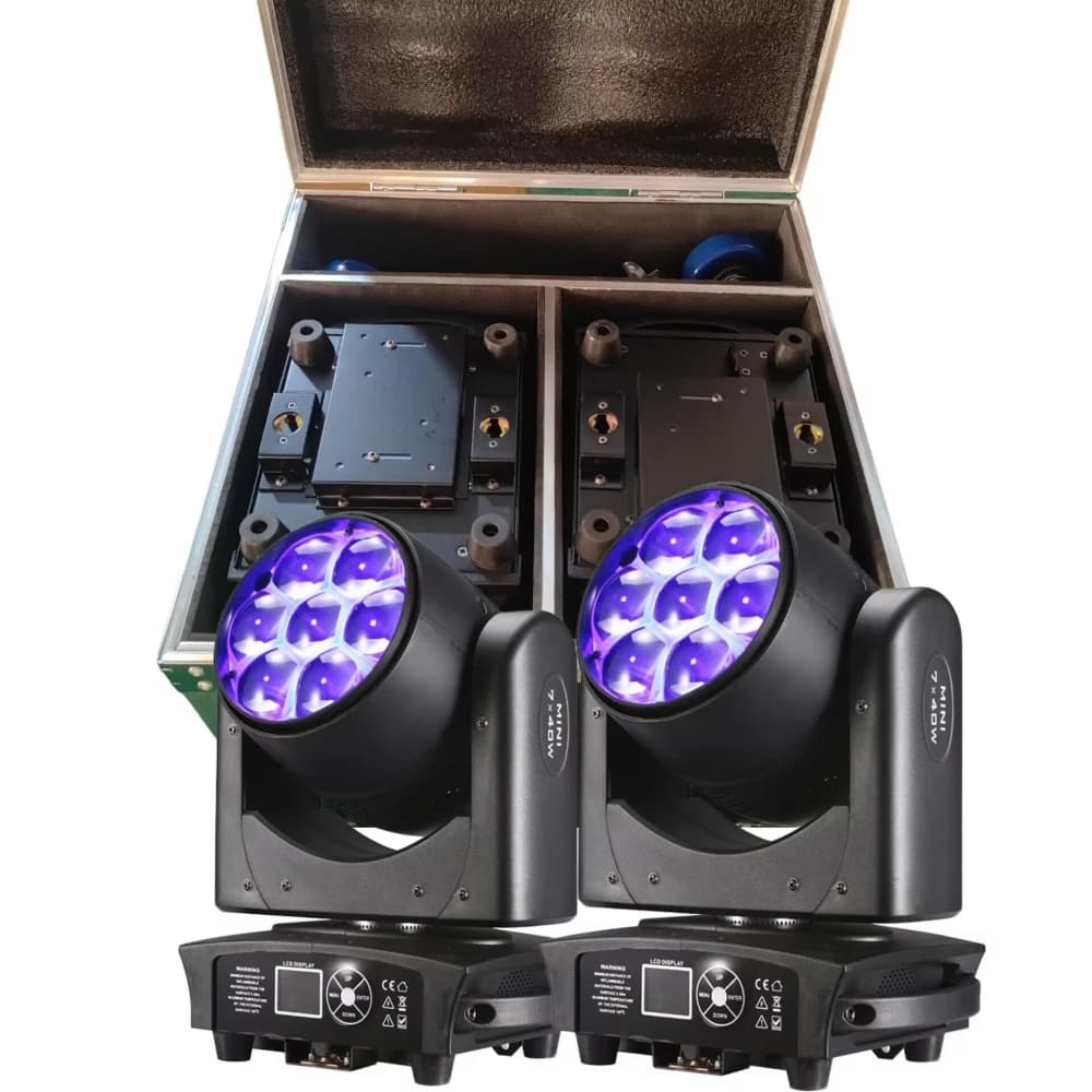 2PCS LED Beam + Wash Big Bees Eyes 7x40W RGBW Zoom Lighting Per DJ Disco Home Party Night Club Bar