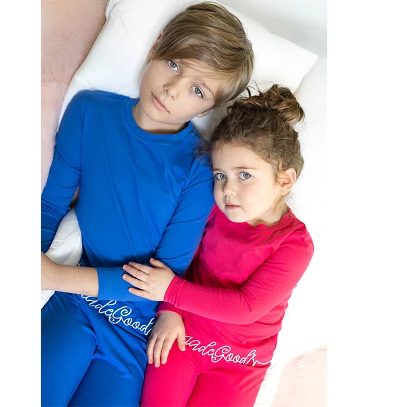 Ali Plus SS25 hot pink and blue girls and boys baby pajama and girls nightgown with embroidered edging