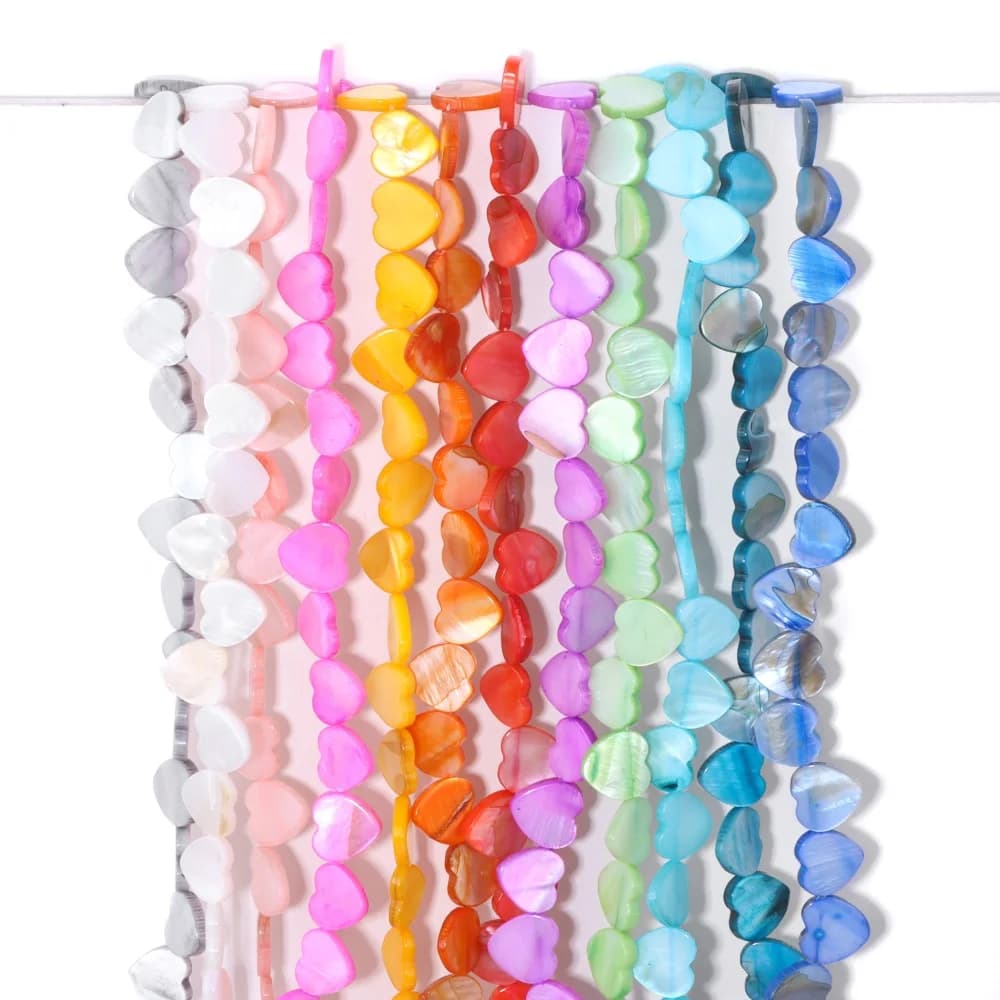 6-12MM Heart Natural Shell Beads Blue Green Red Yellow Loose Spacer Bead Charm For Jewelry Making Diy Necklace Bacelet Accessory