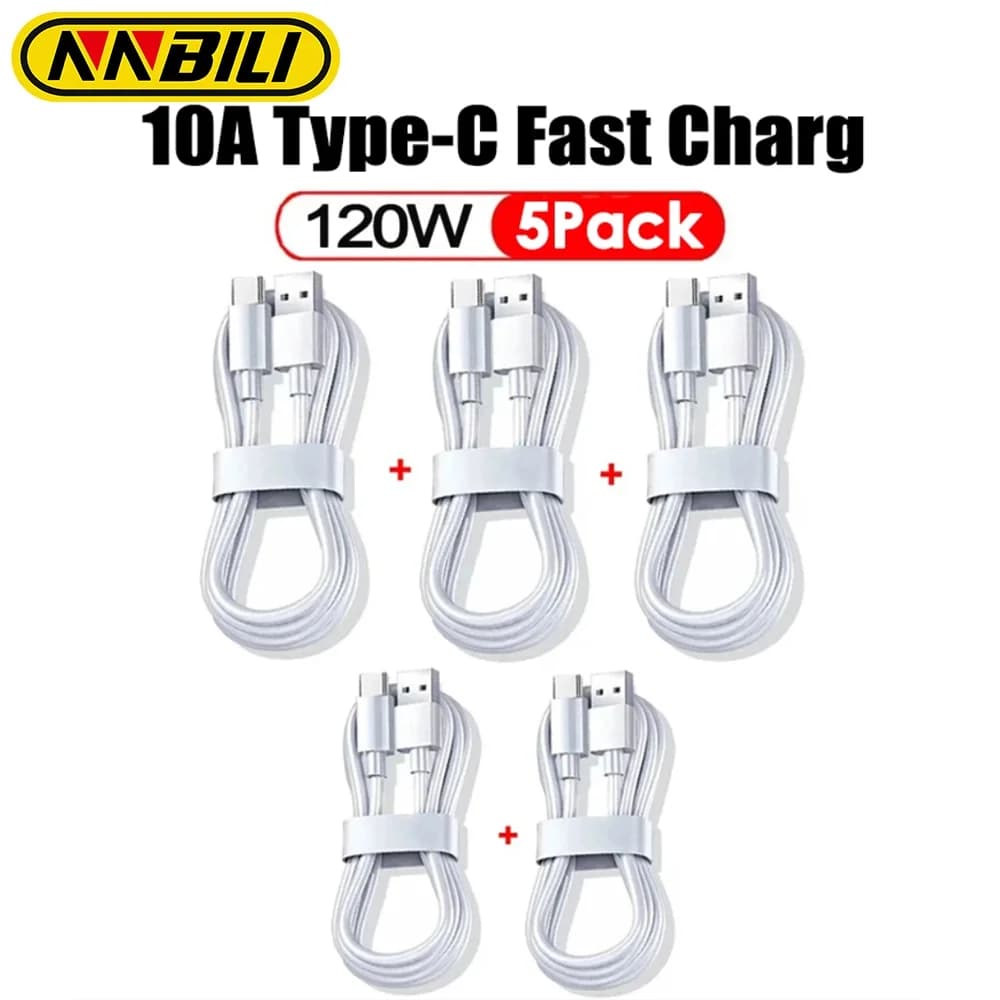 NNBILI New 1-5pcs 10a 100w Type C Super Fast Charging Cable Data Cord For Huawei vivo oppo Quick Charing Usb C Cables 2024
