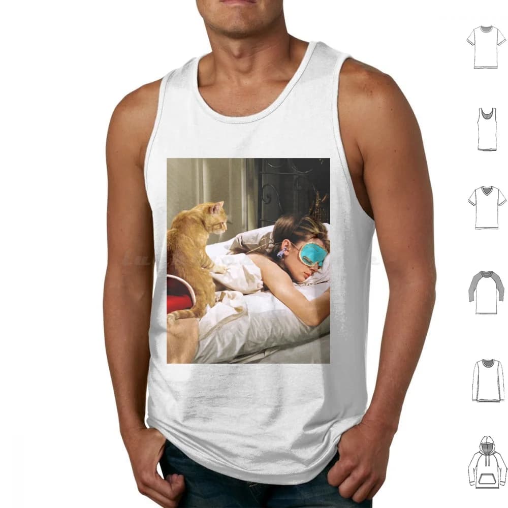 Cat Tank Tops Vest Sleeveless Fashion Cinema Audrey Icon Vintage Cool Lips Sexy Actress Ktk Beautiful Black Classic