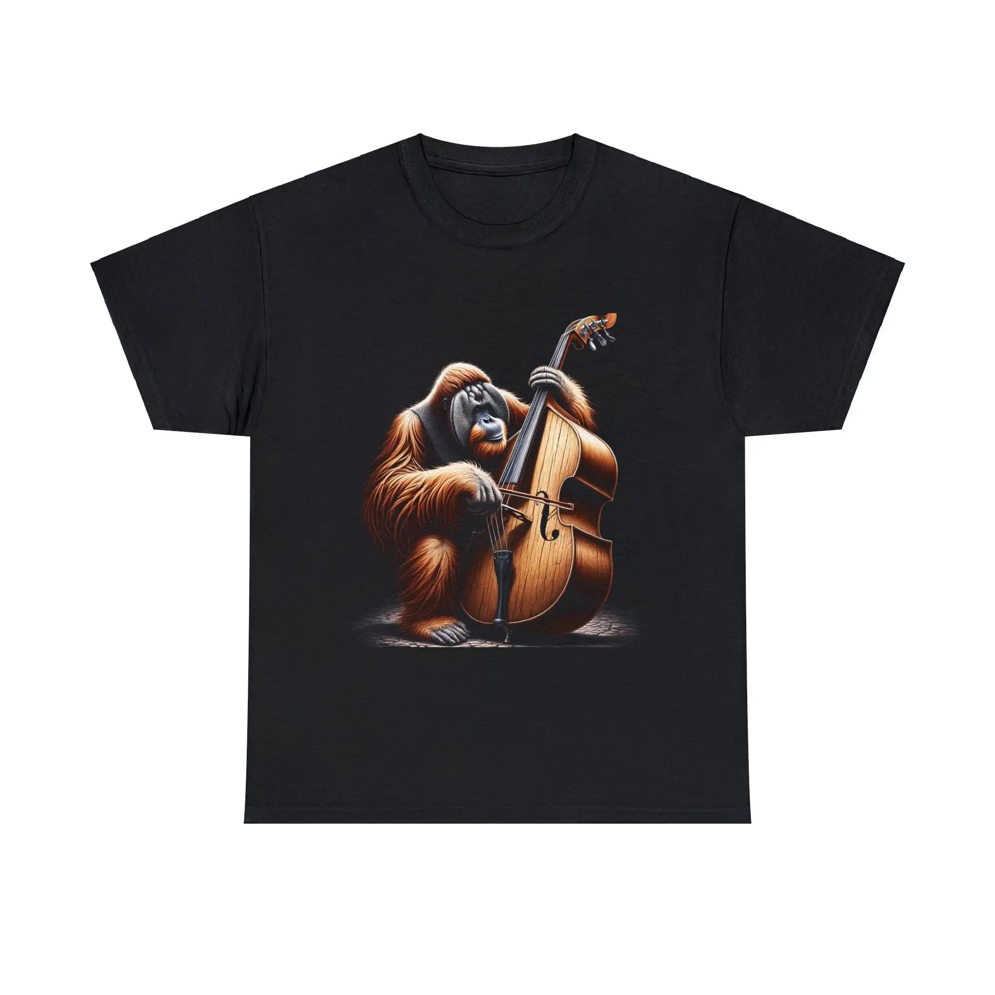 Orangutan playing the upright bass Heavy Cotton T Shirt