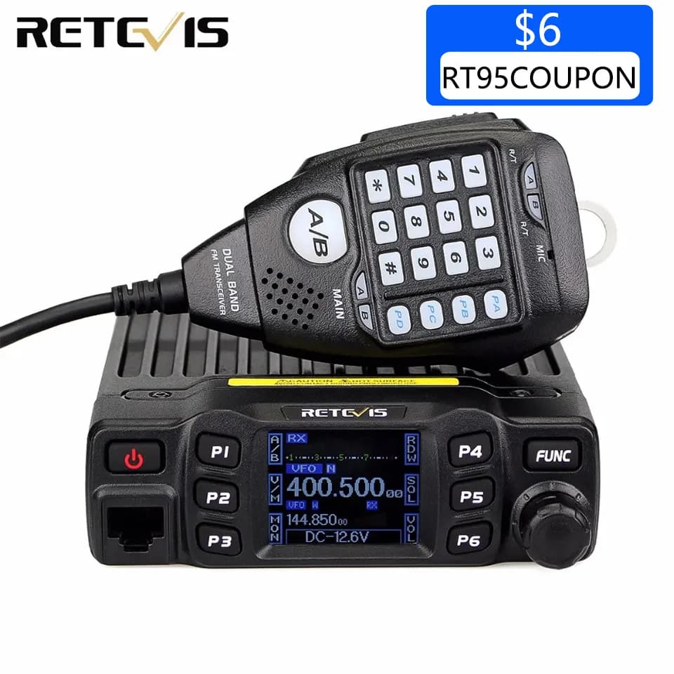 Retevis RT95 Mobile Ham Radio Two-way Car Radio VHF UHF Dual Band Mobile Radio Station Transceiver Base Station for Camping