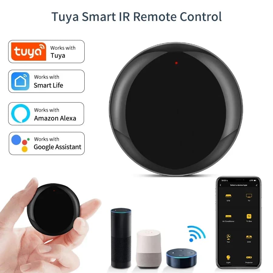 Tuya WiFi Smart Universal IR Remote Controller TV Air Conditioner Remote Control Smart Life for Alexa Google Home Voice Control