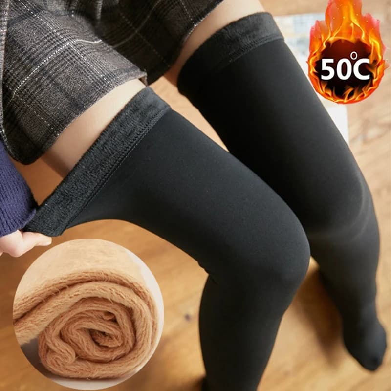 40/60cm Winter Velvet Stockings Women Lolita Warm Thicken Plush Long Socks Soft Thigh High Over Knee Socks Compression Legings