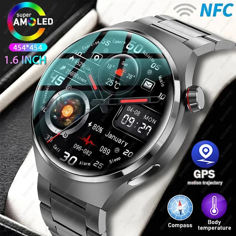 For HUAWEI GT4Pro GPS NFC Smart Watch Men Watch 4 Pro 360*360 AMOLED Screen Heart Rate Bluetooth Call Waterproof Man Smartwatch