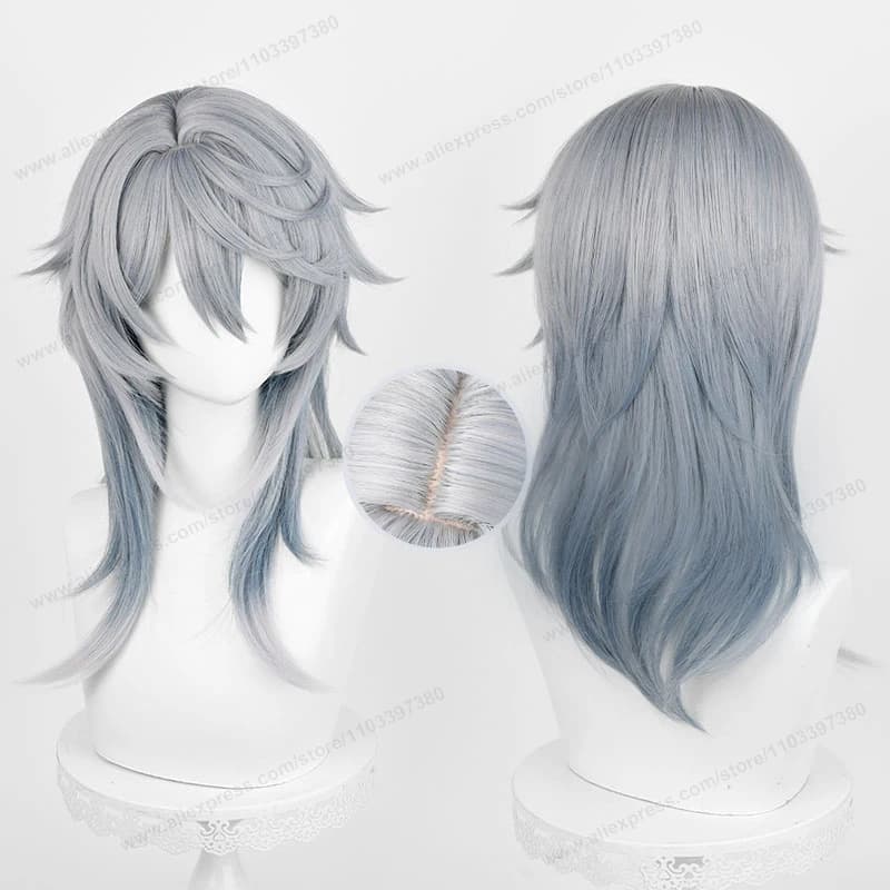 Honkai:Star Rail Sunday Cosplay Wig 52cm Gray Blue Gradient Hair Anime HSR Cosplay Heat Resistant Synthetic Wigs