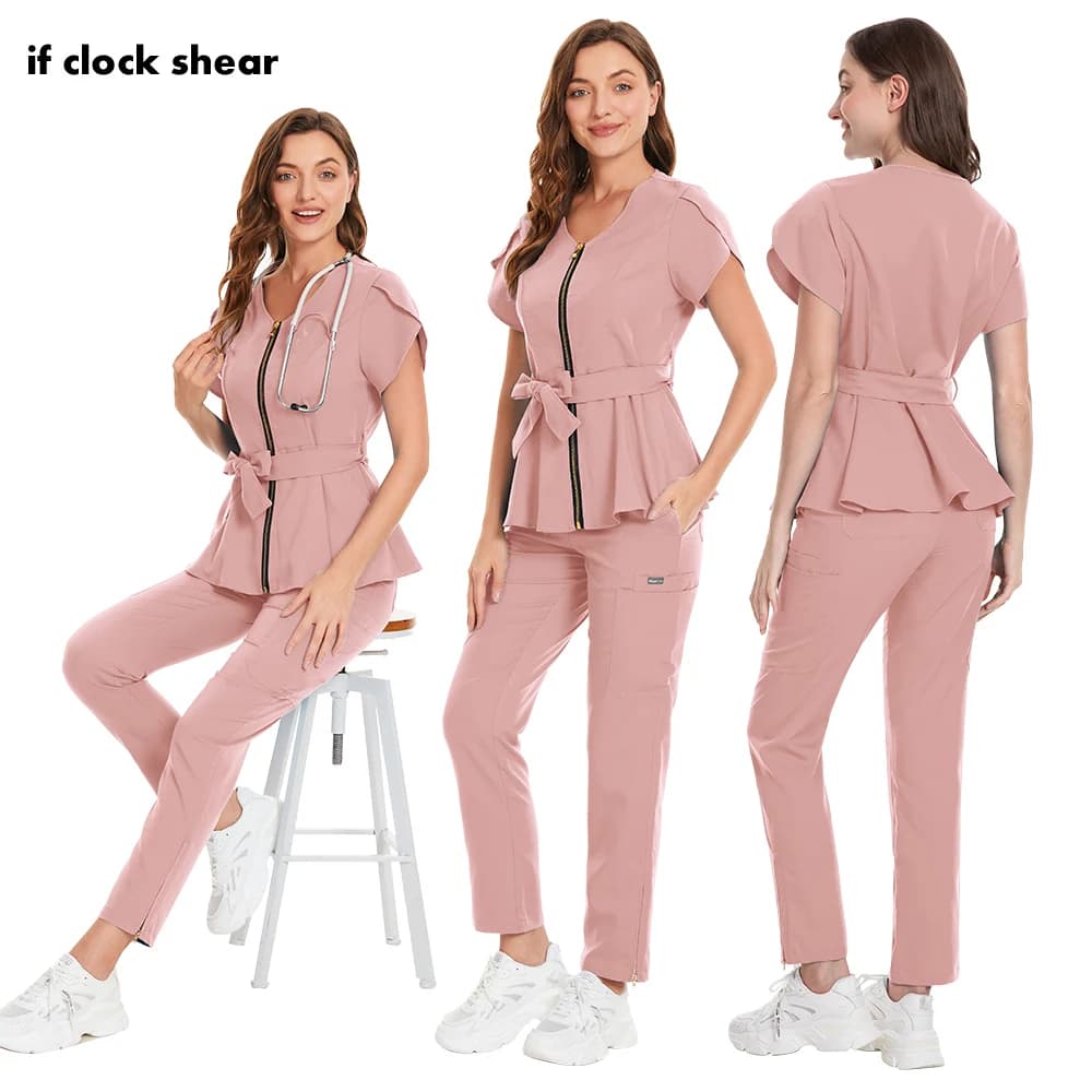 Multicolor Scrubs Medical Uniforms Women Solid Color Beauty Salon Work Uniform Pet Hospital Scrub Uniform Dentistry Work Clothes