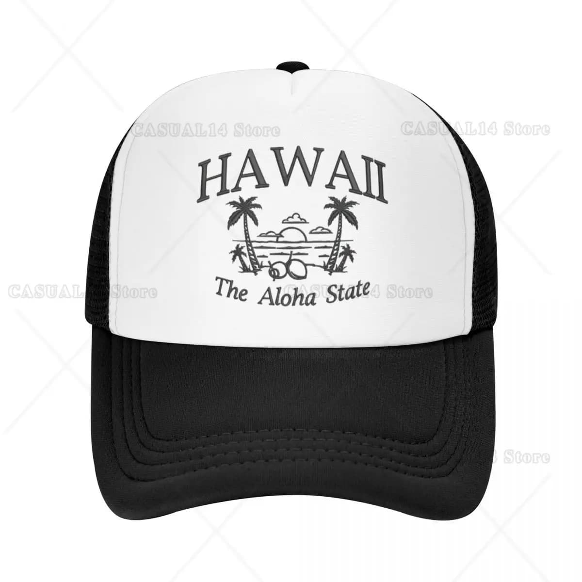 Hawaii Beach The Aloha State Adjustable Mesh Baseball Cap for Men High-end Trucker Snapback Caps Hip Hop Street Tide Hats