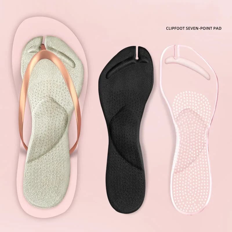 1 Pair Seven Point Cushion Clip Self-Adhesive Silicone Insoles Full Palm Sports Men and Women Super Soft Bottom Comfort