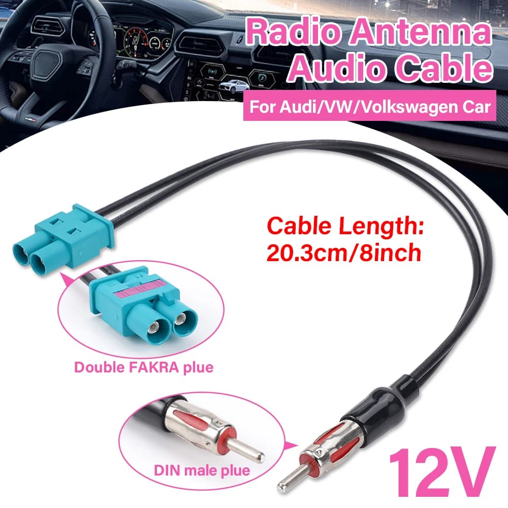 Radio Audio Cable Adaptor Antenna Audio Cable Male Double Fakra - Din Male Aerial For Audi/VW/Volkswagen Car Electronics