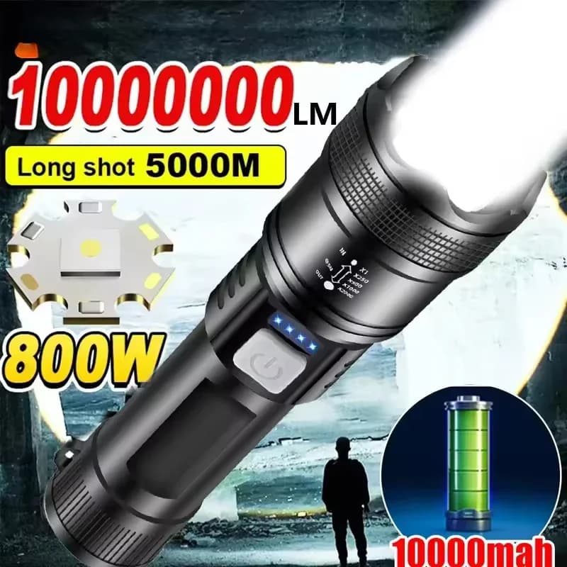 Powerful P70 Led Flashlights 5000LM USB Rechargeable Tactical Light Emergency Spotlights Telescopic Zoom Light Built-in Battery