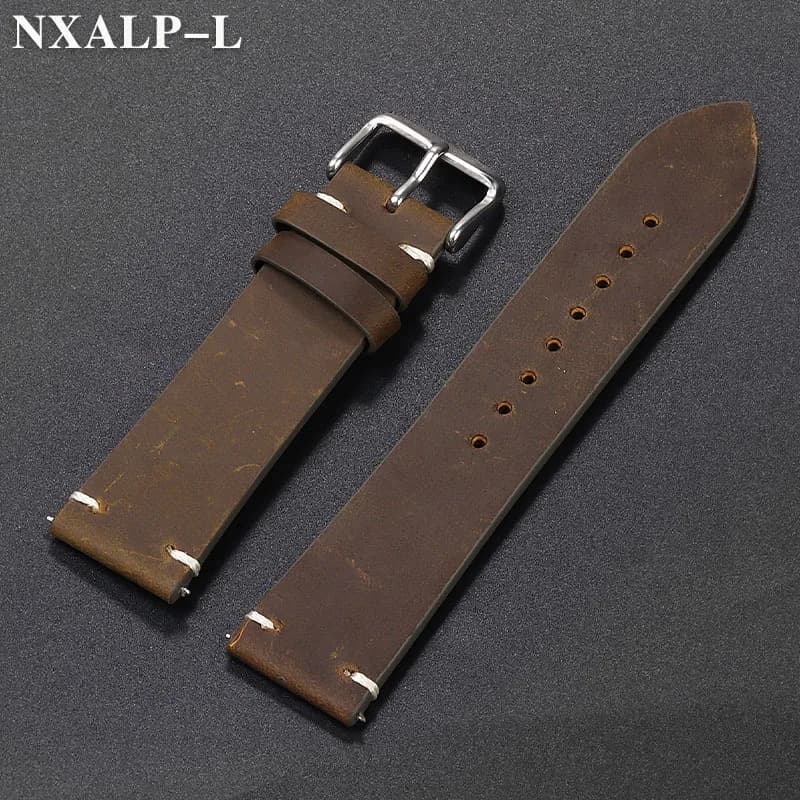 Vintage Leather Watch Band 18mm 19mm 20mm 21mm 22mm Handmade Stitching Cowhide Strap for Omega for Seiko Smartwatch Wristband