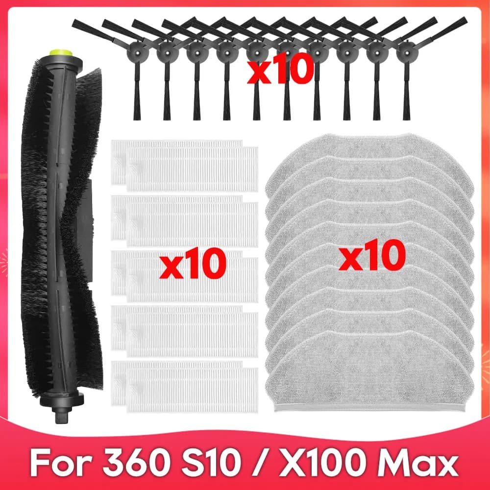 Fit For ( 360 S10 / X100 Max ) Robot Vacuum Cleaner Main Side Brush Hepa Filter Mop Replacement Spare Parts Accessories