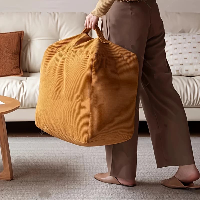 1 PCS Unstuffed Square Pouf Ottoman Storage Footrest Cover For Organizing Clothes Blankets Kids Toys Stylish Home Decor