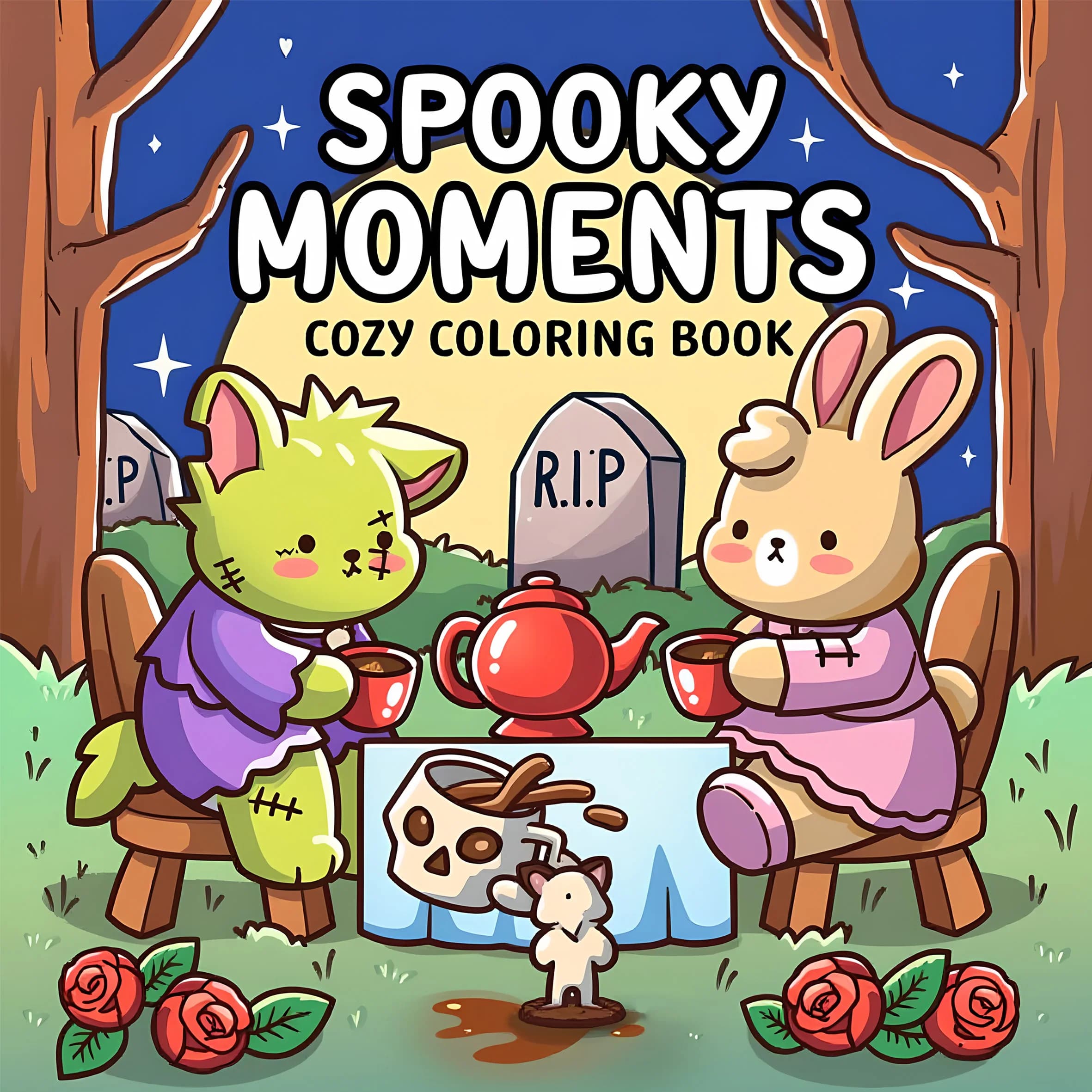 SPOOKY MOMENTS Bold-easy Patterns Coloring Book for Adults Cute Drawing Book Perfect Gift for Party and Birthday