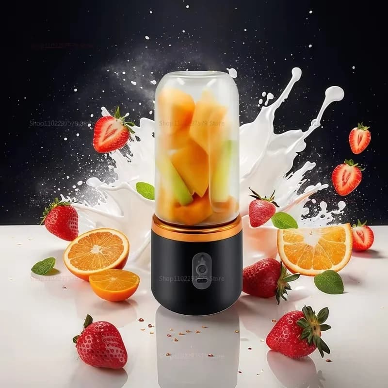 Portable 2-Cup Fruit Juicer Blender mini Ice Crusher USB Rechargeable Wireless Juice Extractor for Smoothies Travel Compact