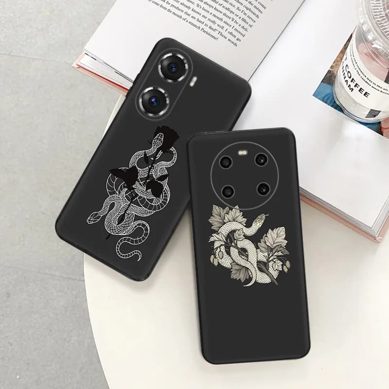 Phone Cases For Honor X7b X7 X8 X9 b X6a 90 70 X8b Magic5 Cool Flower Rose Snake Pixel 6 7 6a 7a 8a 8 Pro Shell Black Case Cover