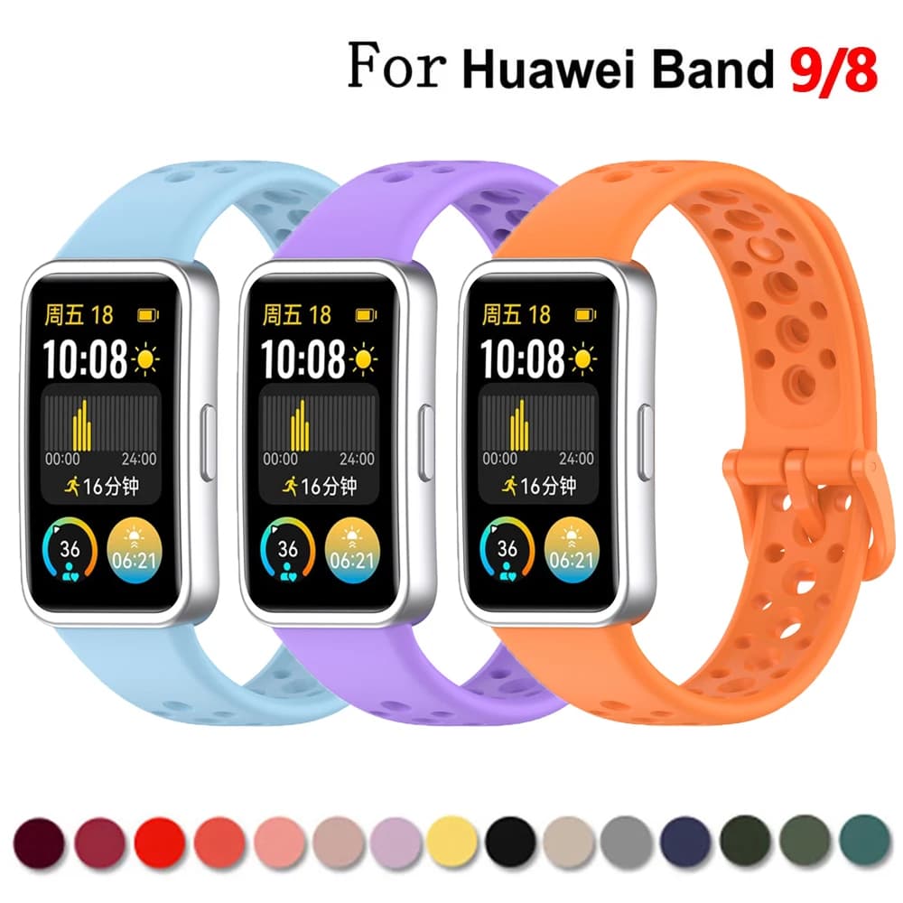 Silicone Bracelet for Huawei Band 10/9 Strap Breathable Watch Band for Huawei Band 8 Straps Replacement Wristband Accessories