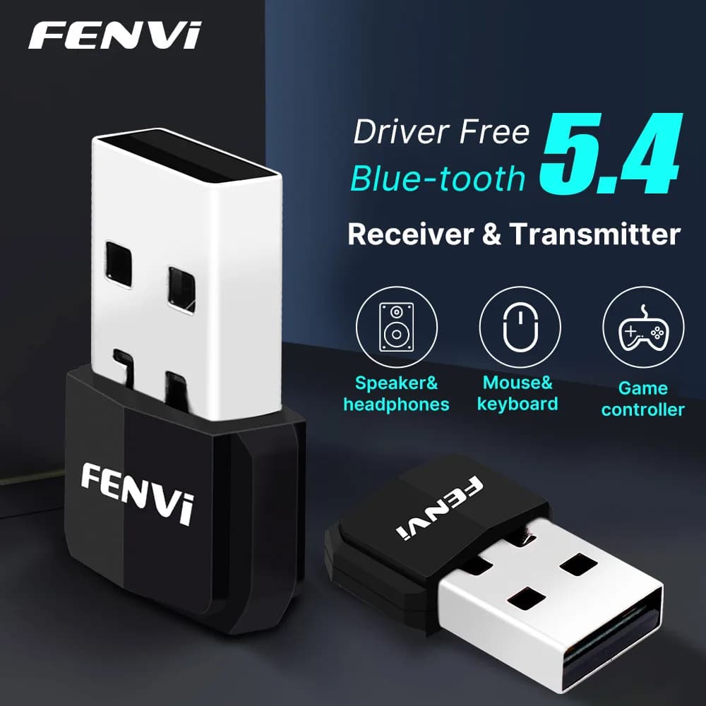 FENVI USB Bluetooth 5.4 Adapter Transmitter Receiver Bluetooth 5.3 Dongle Wireless USB Adapter For Mouse Keyboard Speaker Music