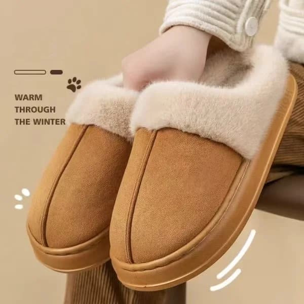 Fashion Women Fluffy Slippers for Autumn and Winter Indoor EVA Thick Sole Anti-Slip and Warm Unisex Slippers for Winter